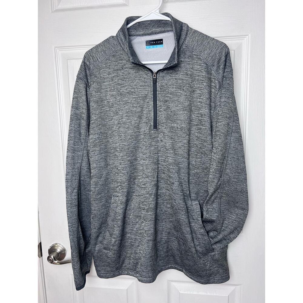 PGA Tour Gray Pullover Quarter Zip Long Sleeve Fleece Lined Men Size L